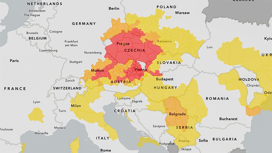 Regenval Central Europe