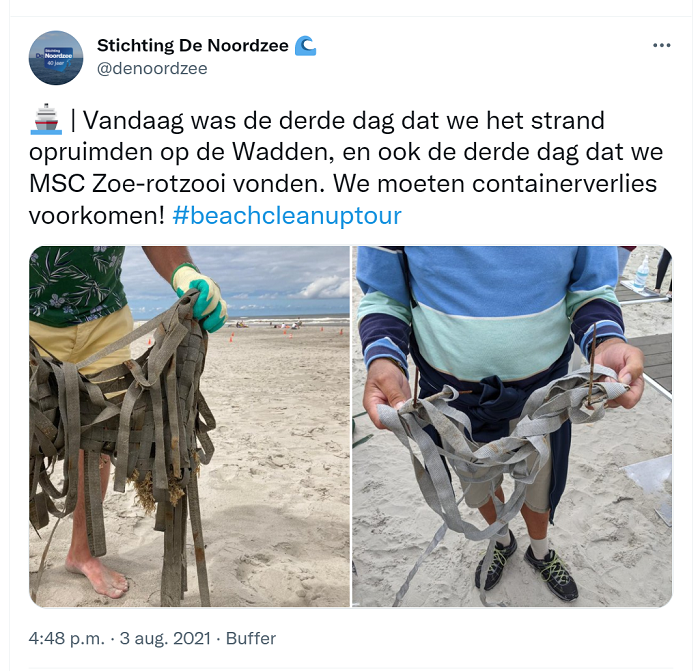 Tweet over afval MSC Zoe