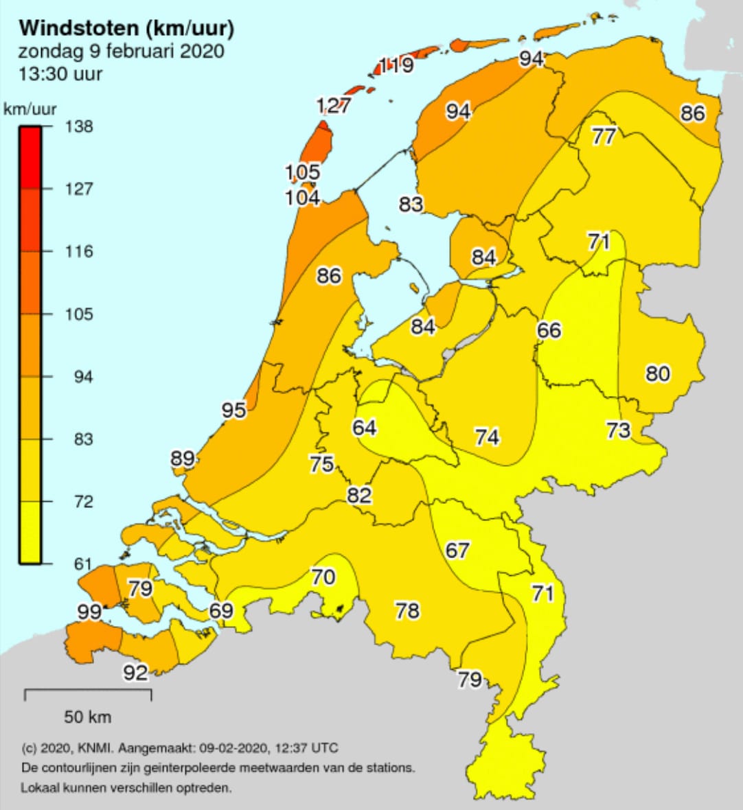 Windstoren 127 kmu
