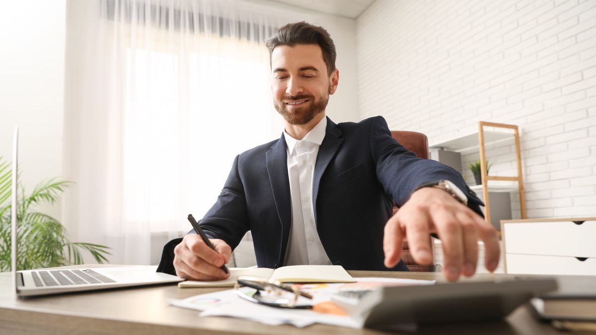 Guy busy with tax returns