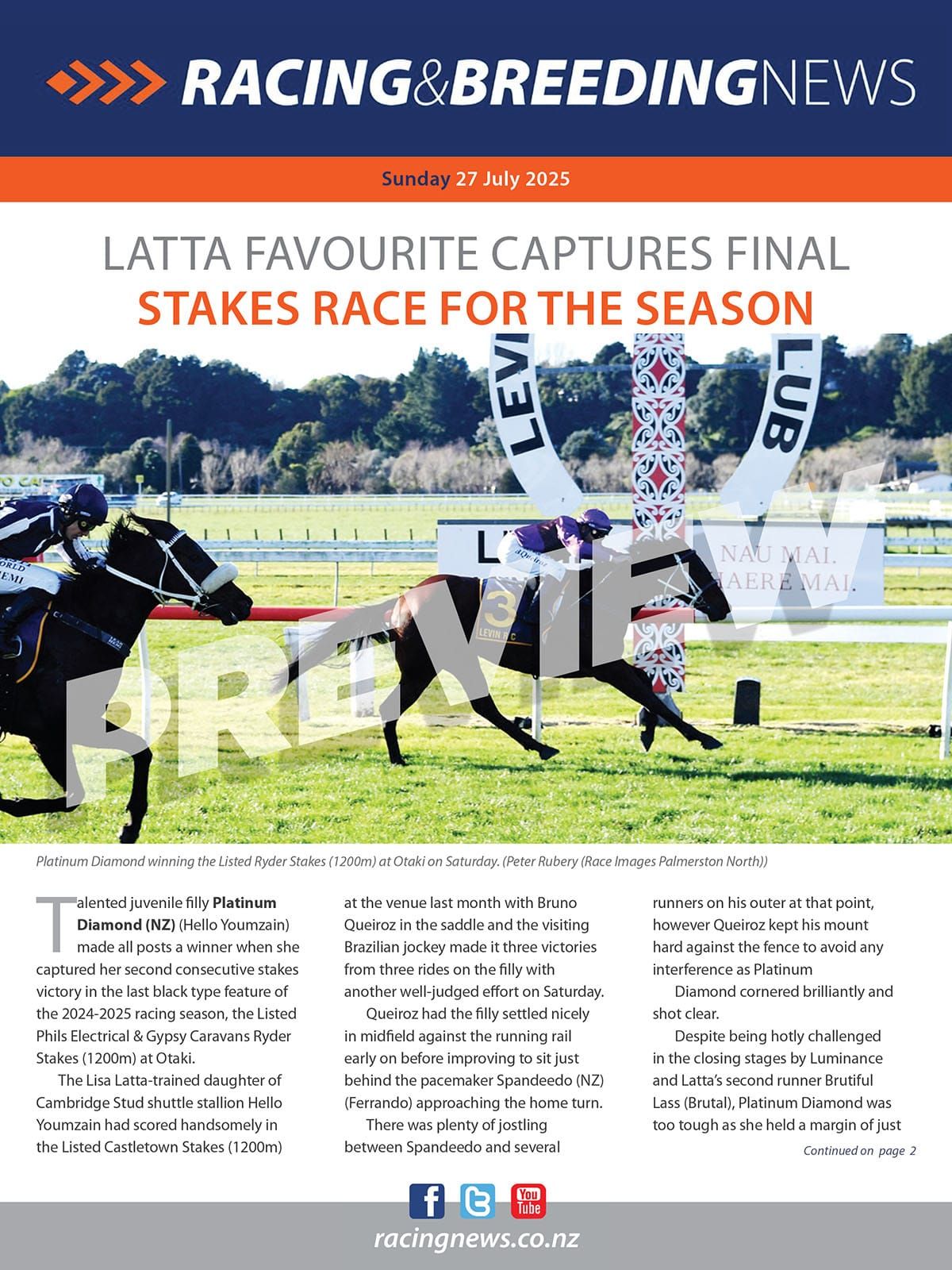 NZ Racing and Breeding News – 27 July 2025
