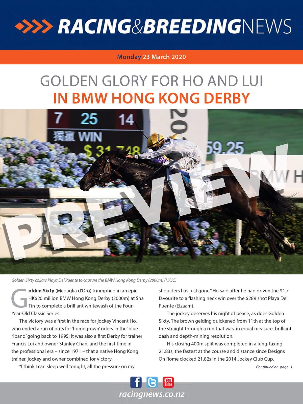 NZ Racing and Breeding News – 23 March 2020