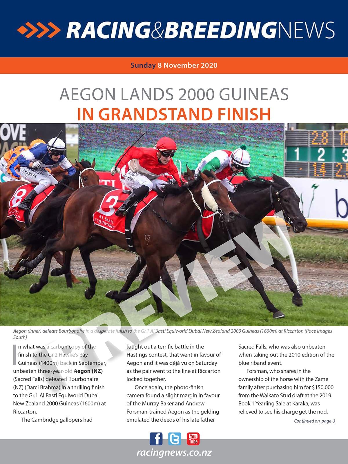 NZ Racing and Breeding News – 08 November 2020