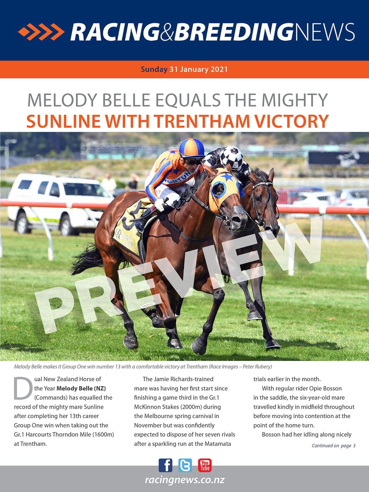 NZ Racing and Breeding News – 31 January 2021