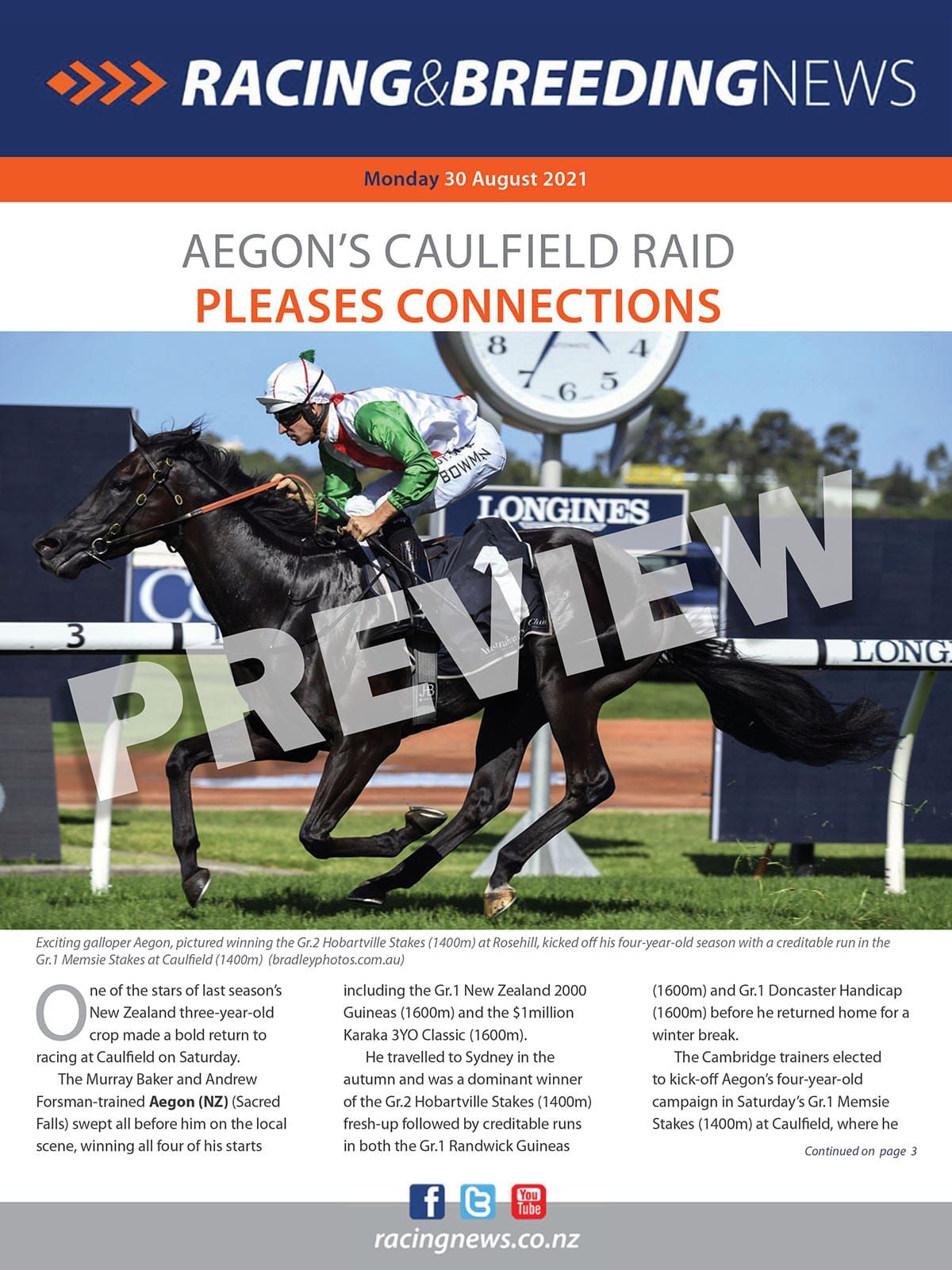 NZ Racing and Breeding News – 30 August 2021