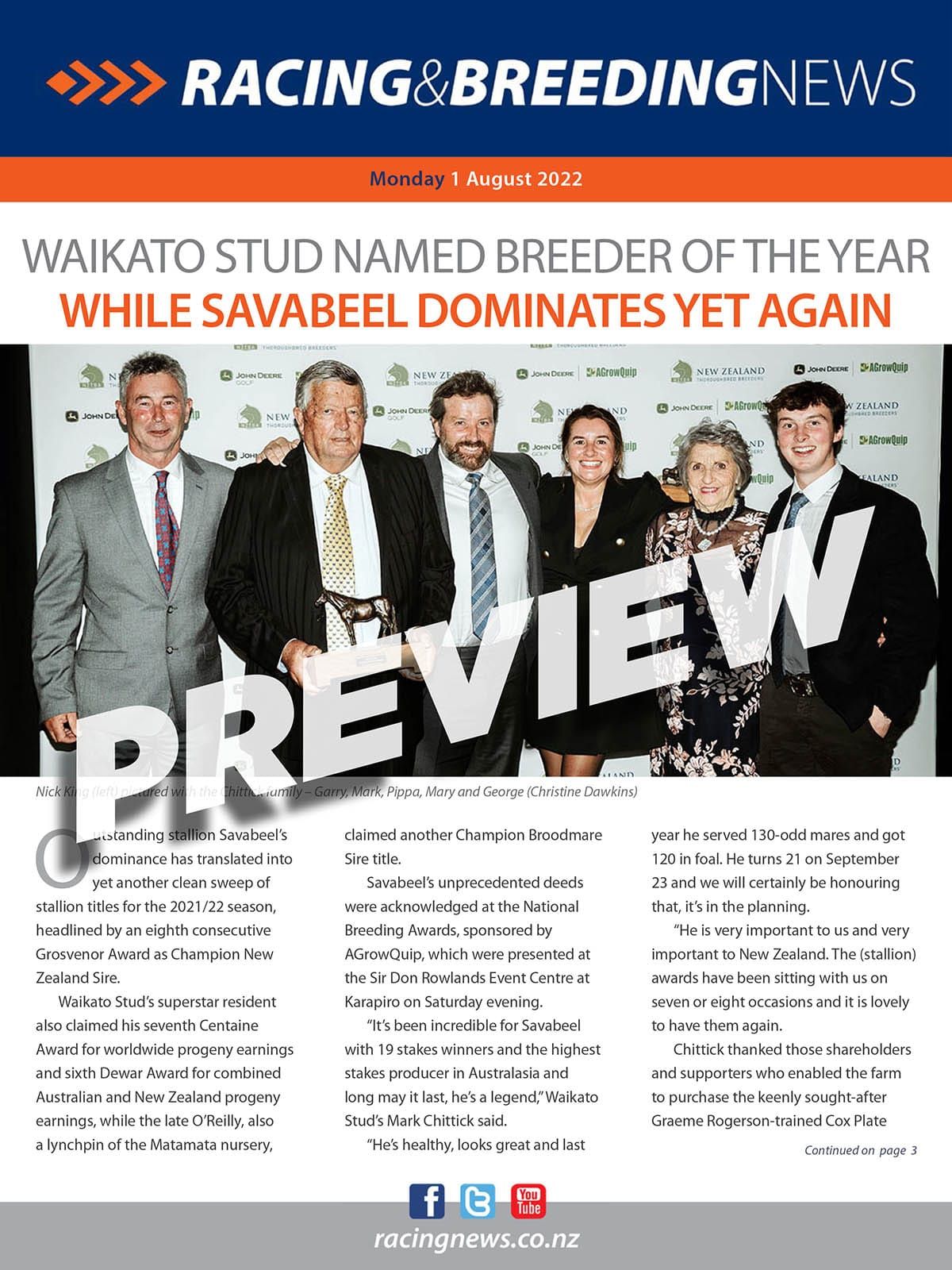 NZ Racing and Breeding News – 01 August 2022