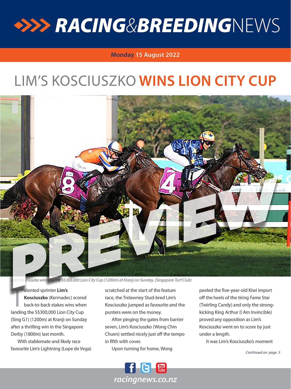 NZ Racing and Breeding News – 15 August 2022