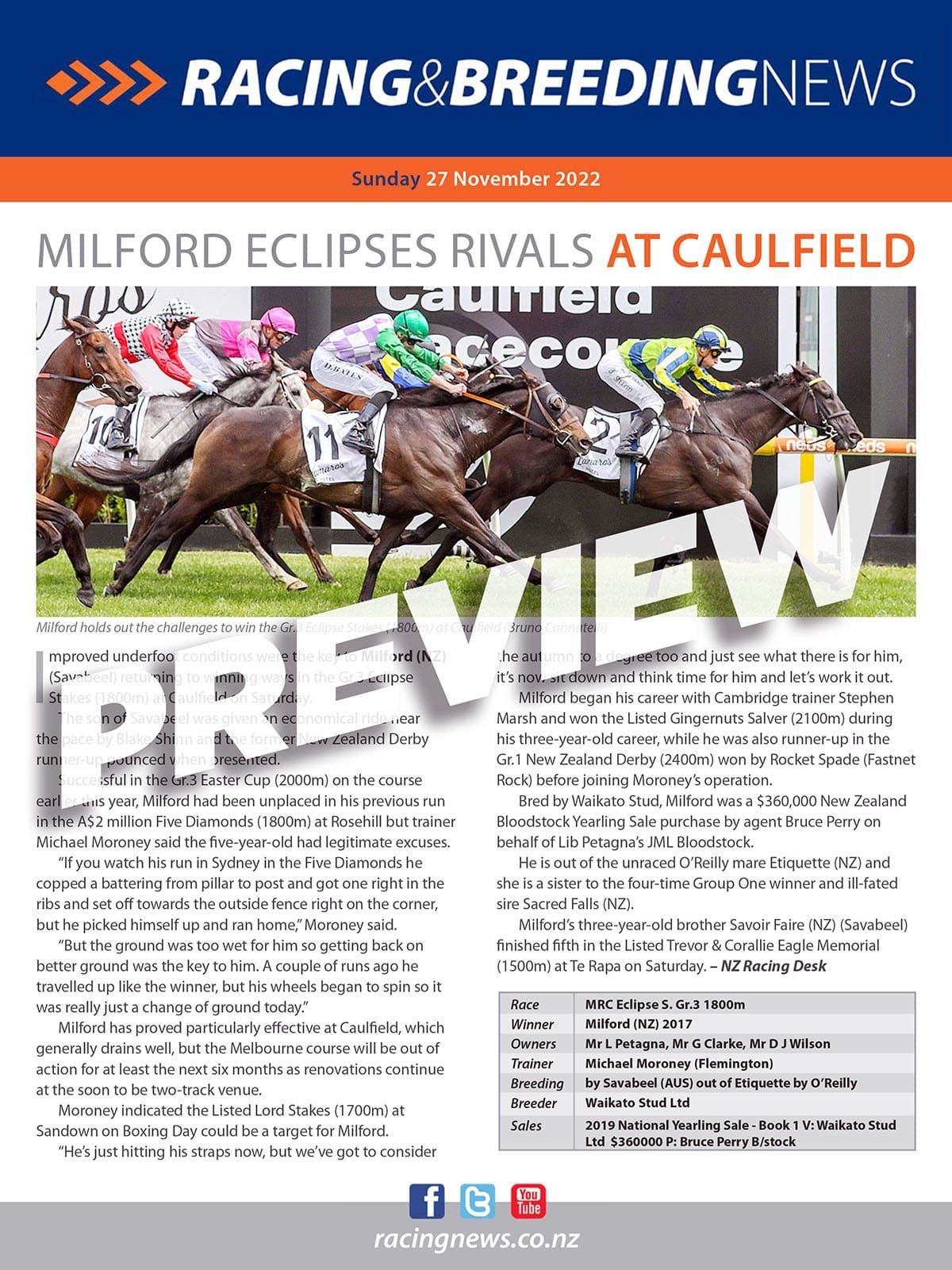 NZ Racing and Breeding News – 27 November 2022