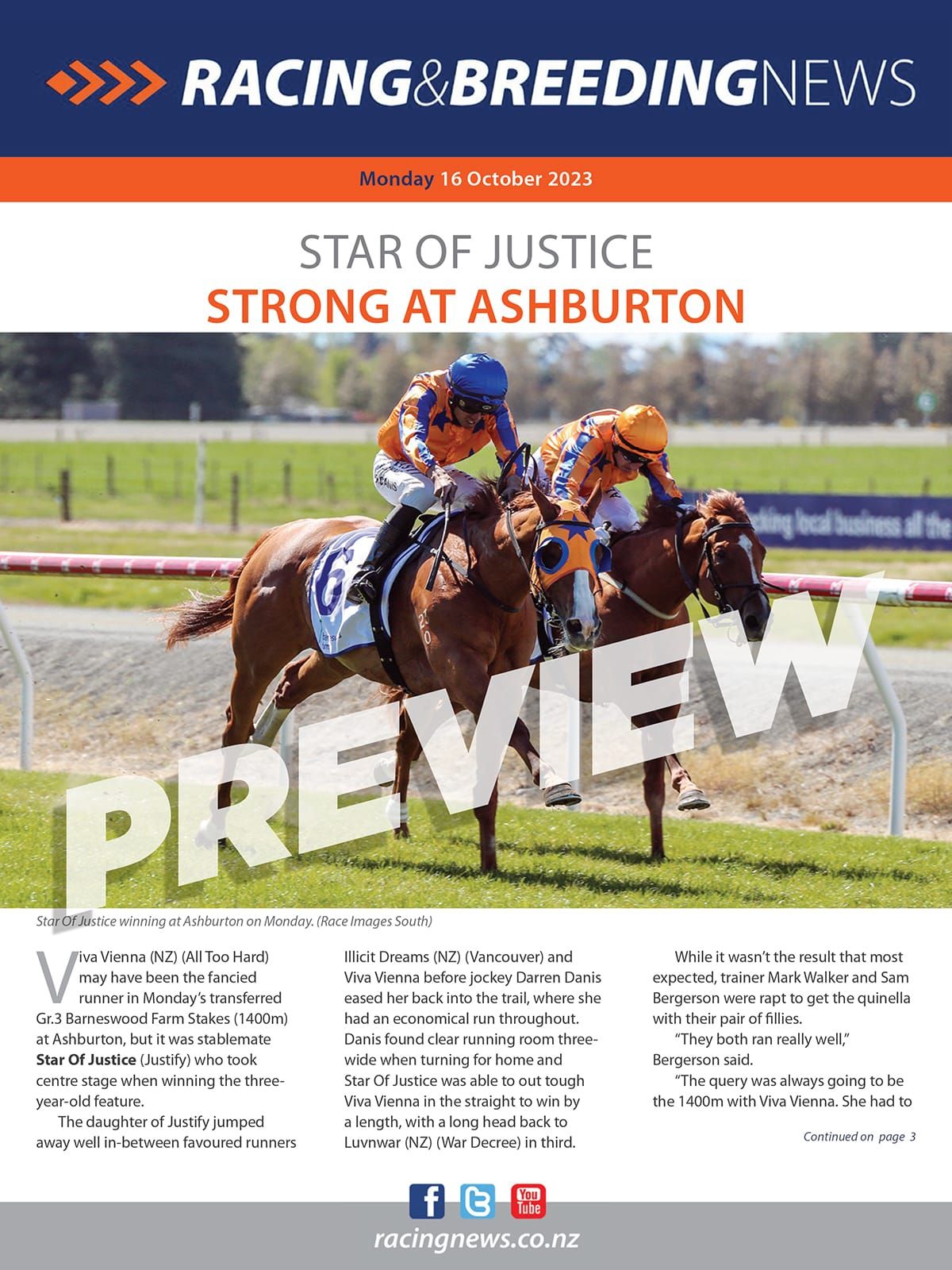 NZ Racing and Breeding News – 16 October 2023