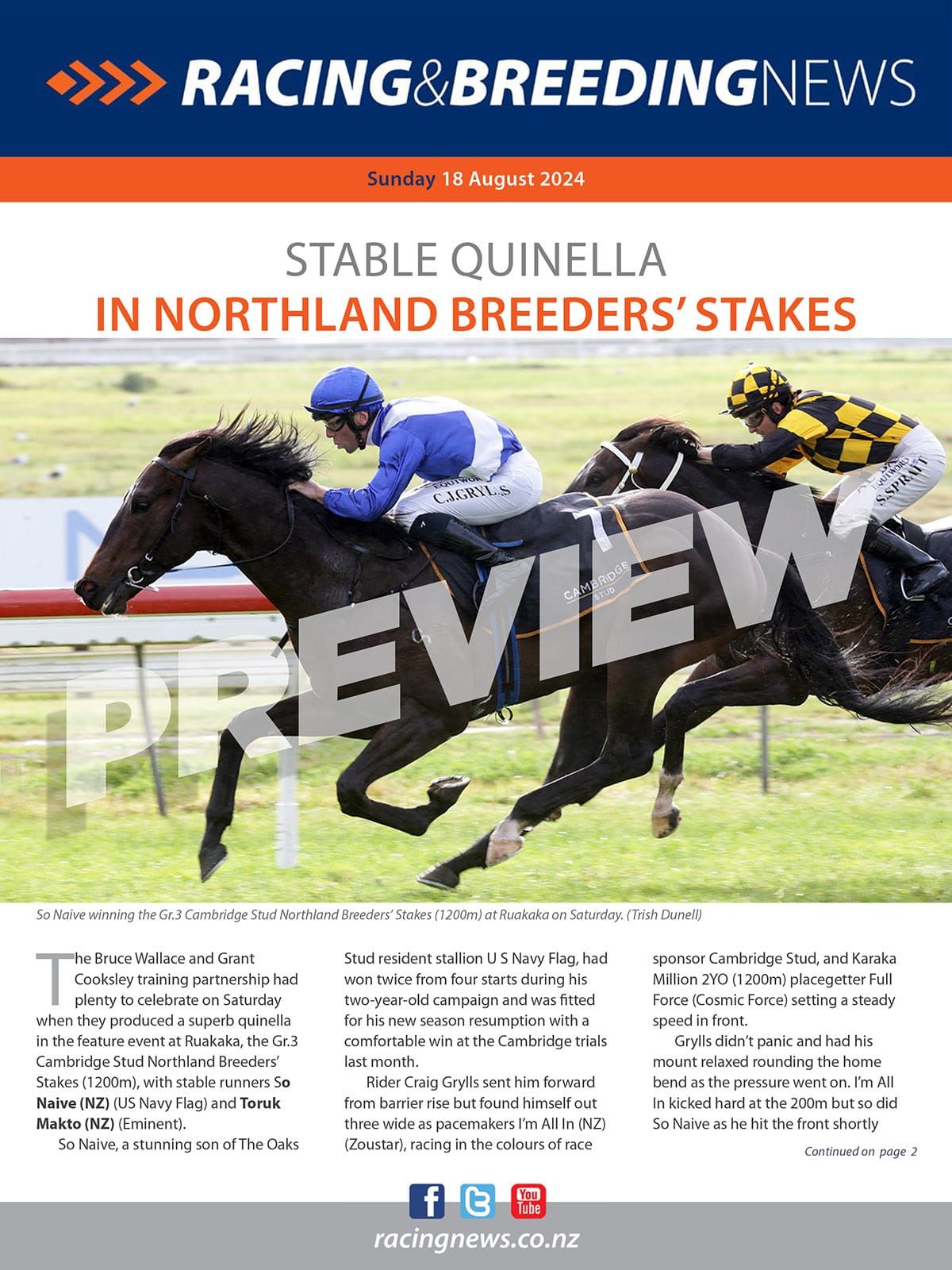 NZ Racing and Breeding News – 18 August 2024