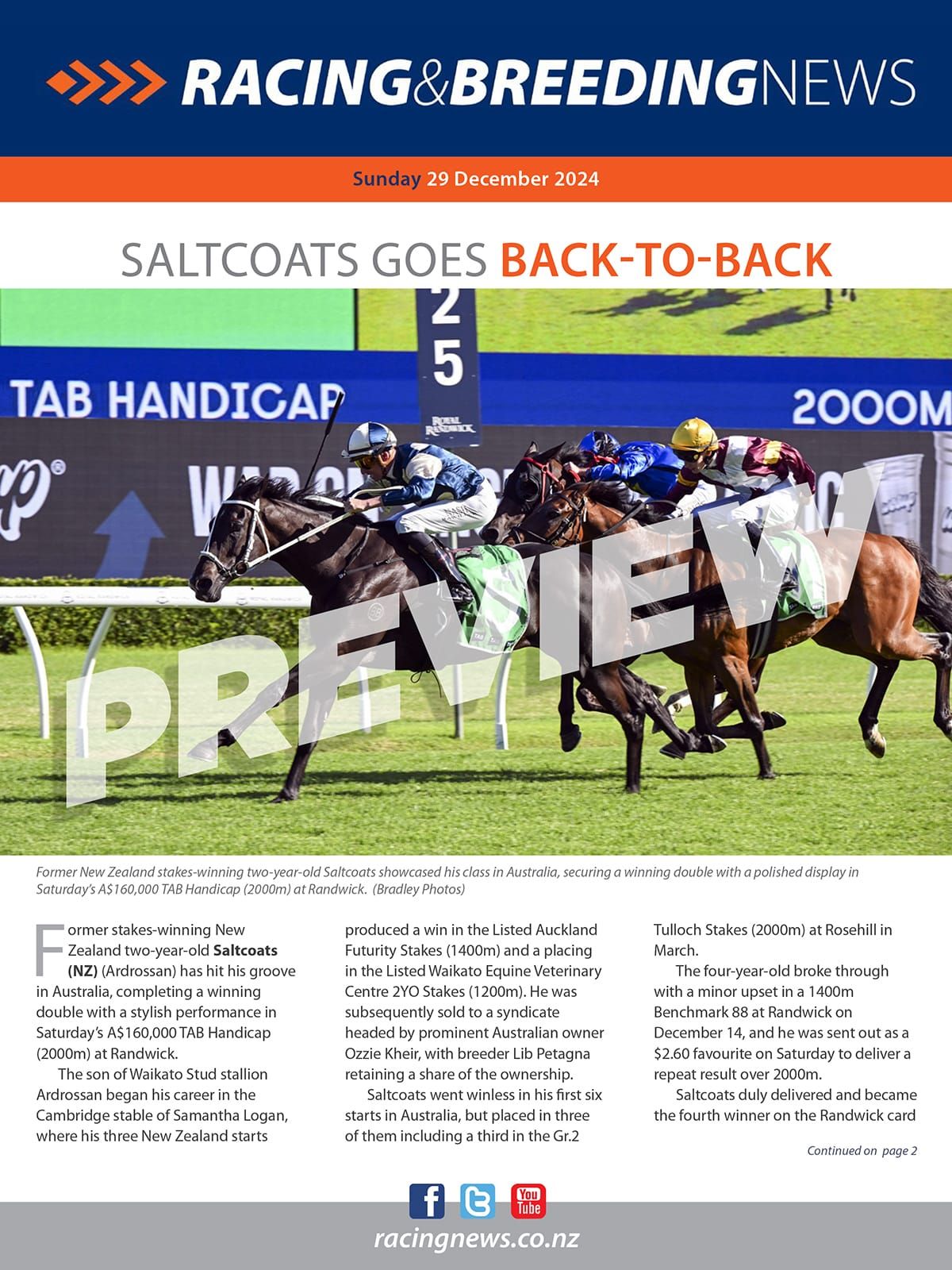 NZ Racing and Breeding News – 29 December 2024
