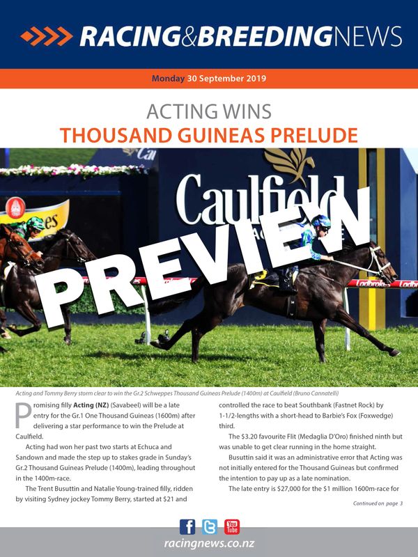 NZ Racing and Breeding News – 30 September 2019