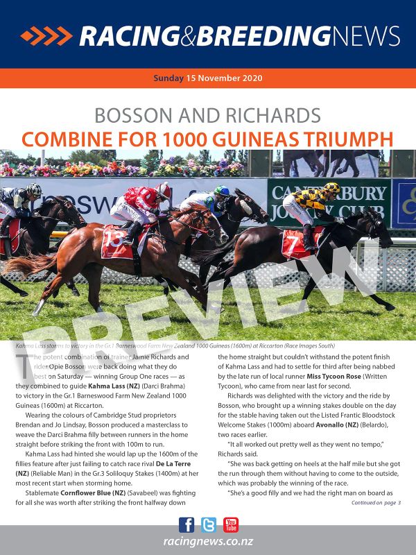 NZ Racing and Breeding News – 15 November 2020
