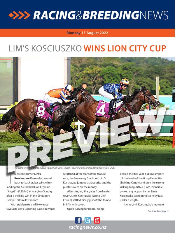 NZ Racing and Breeding News – 15 August 2022