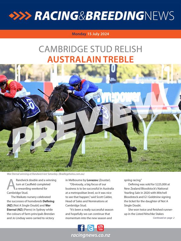 NZ Racing and Breeding News – 15 July 2024