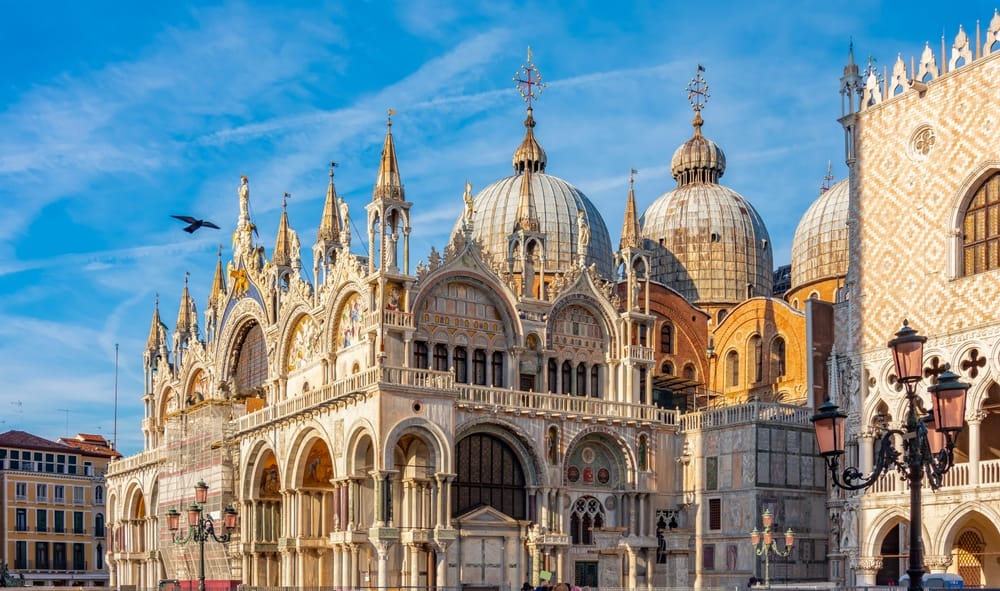 St Mark’s Basilica and Piazza San Marco in Venice at sunrise