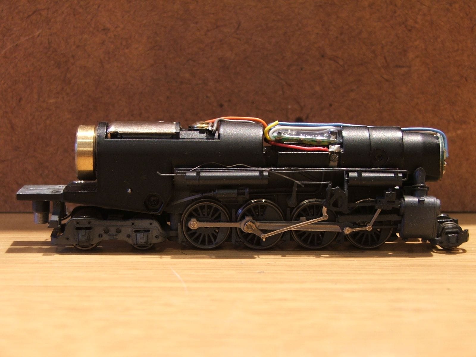 A DCC decoder fitted inside an N-gauge locomotive