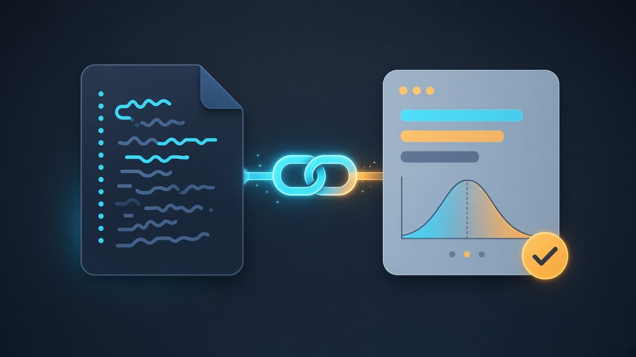 A model file linked to a component card that shows a tolerance curve and a verified checkmark.