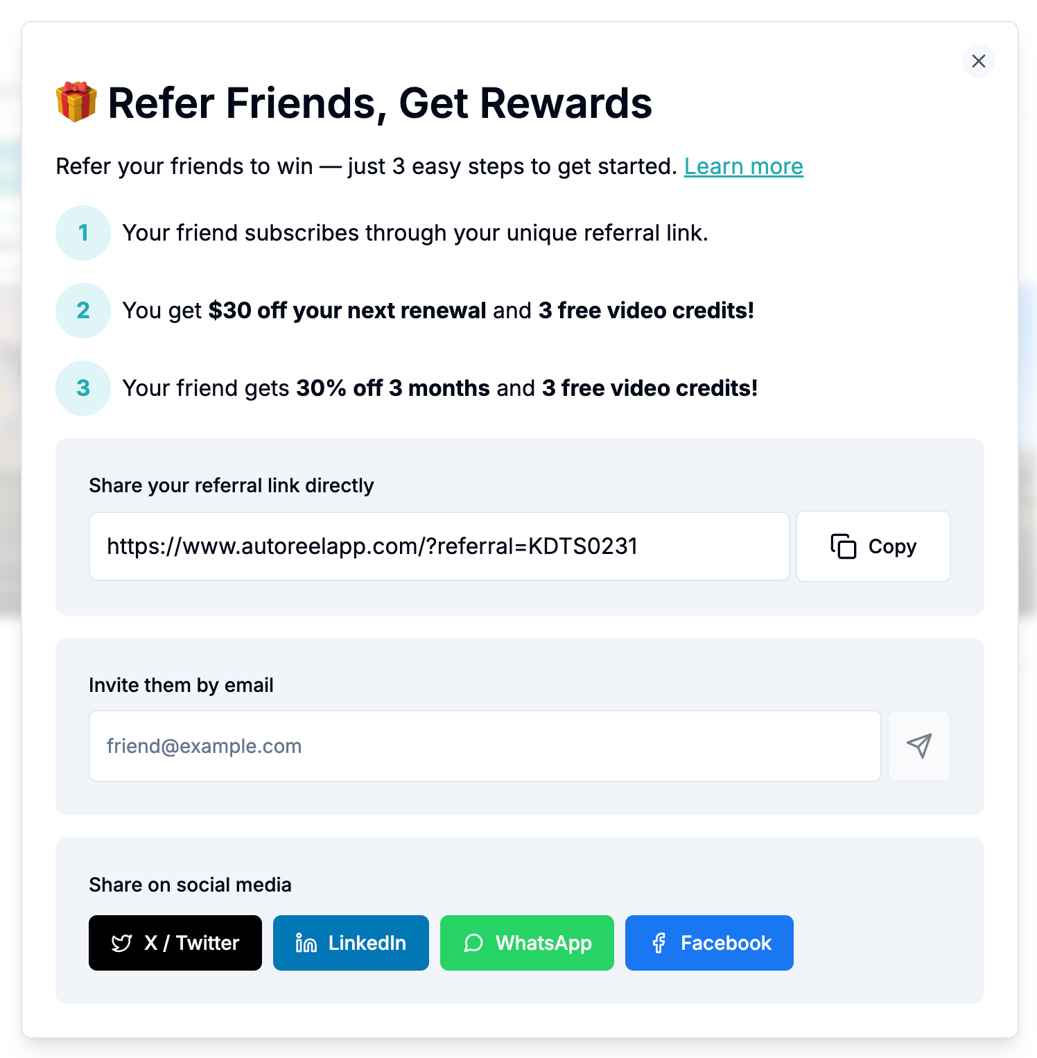 Where do I find my video referral code