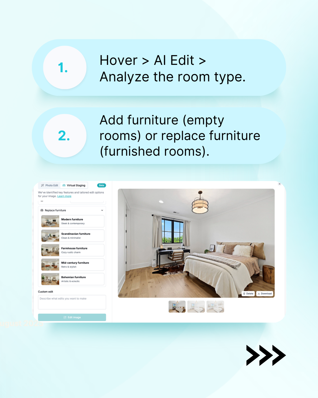 autoreel virtual staging step 1 and 2