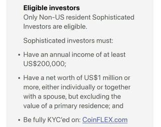 Requirements for future buyers. Source: Token Issuance Whitepaper