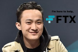 Justin Sun and FTX logo