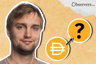 Rune Christensen and logo of DAI stablecoin.