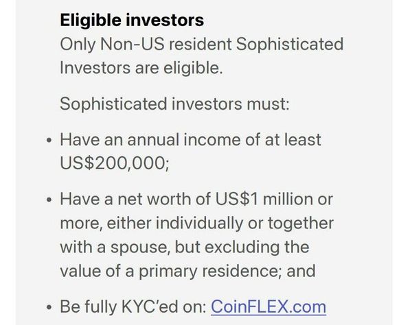 Requirements for future buyers. Source: Token Issuance Whitepaper