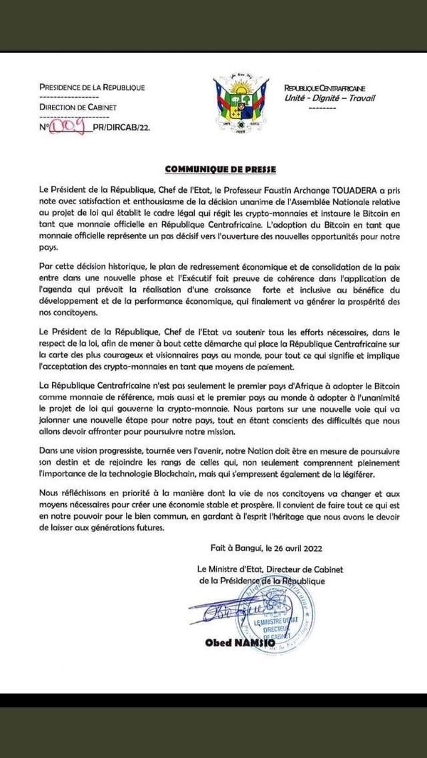 Bitcoin in Central African Republic