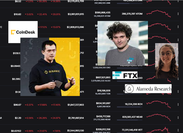 Screenshot of Coinmarketcap page amid FTX Alameda Binance saga