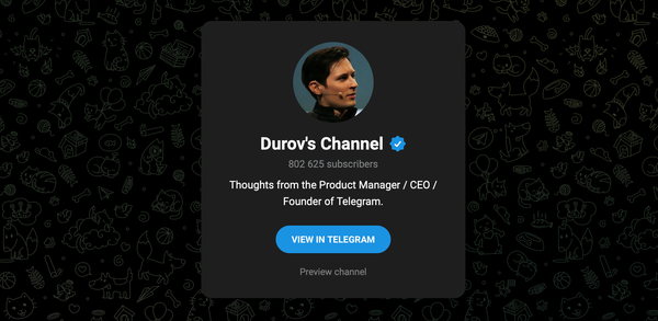 Durov's channel in Telegram