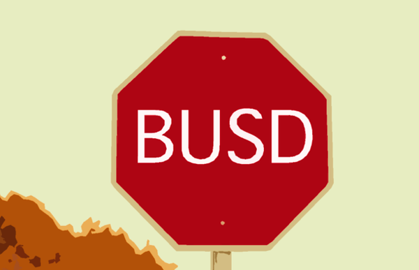 BUSD in the stop sign