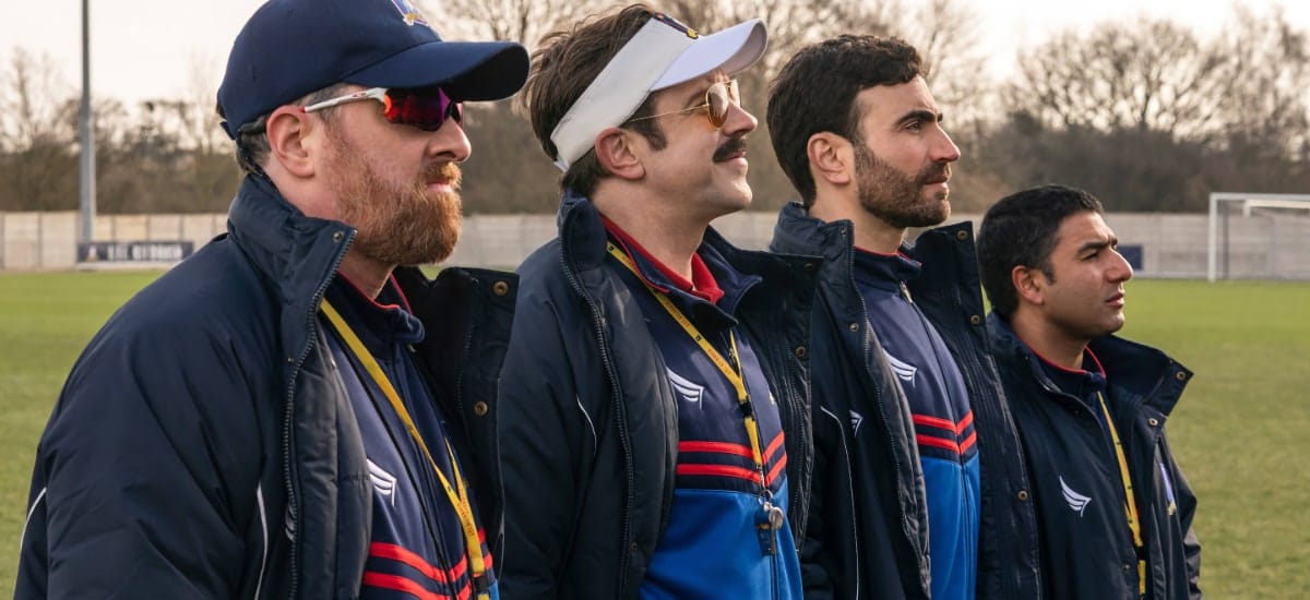 Brendan Hunt, Jason Sudeikis, Brett Goldstein, and Nick Mohammed