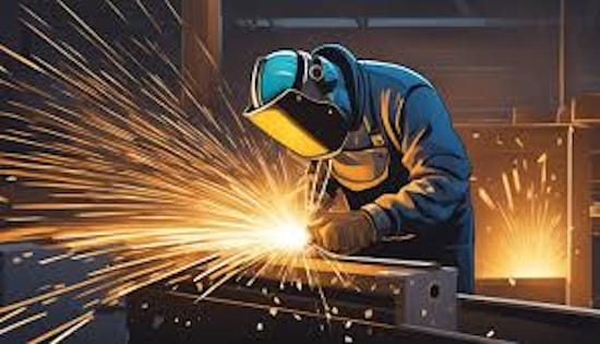 Person welding. Sparks are flying