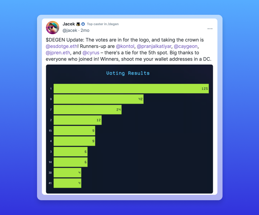 Warpcast screenshot - DEGEN logo bounty