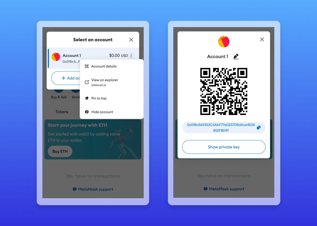 Finding the private key in MetaMask