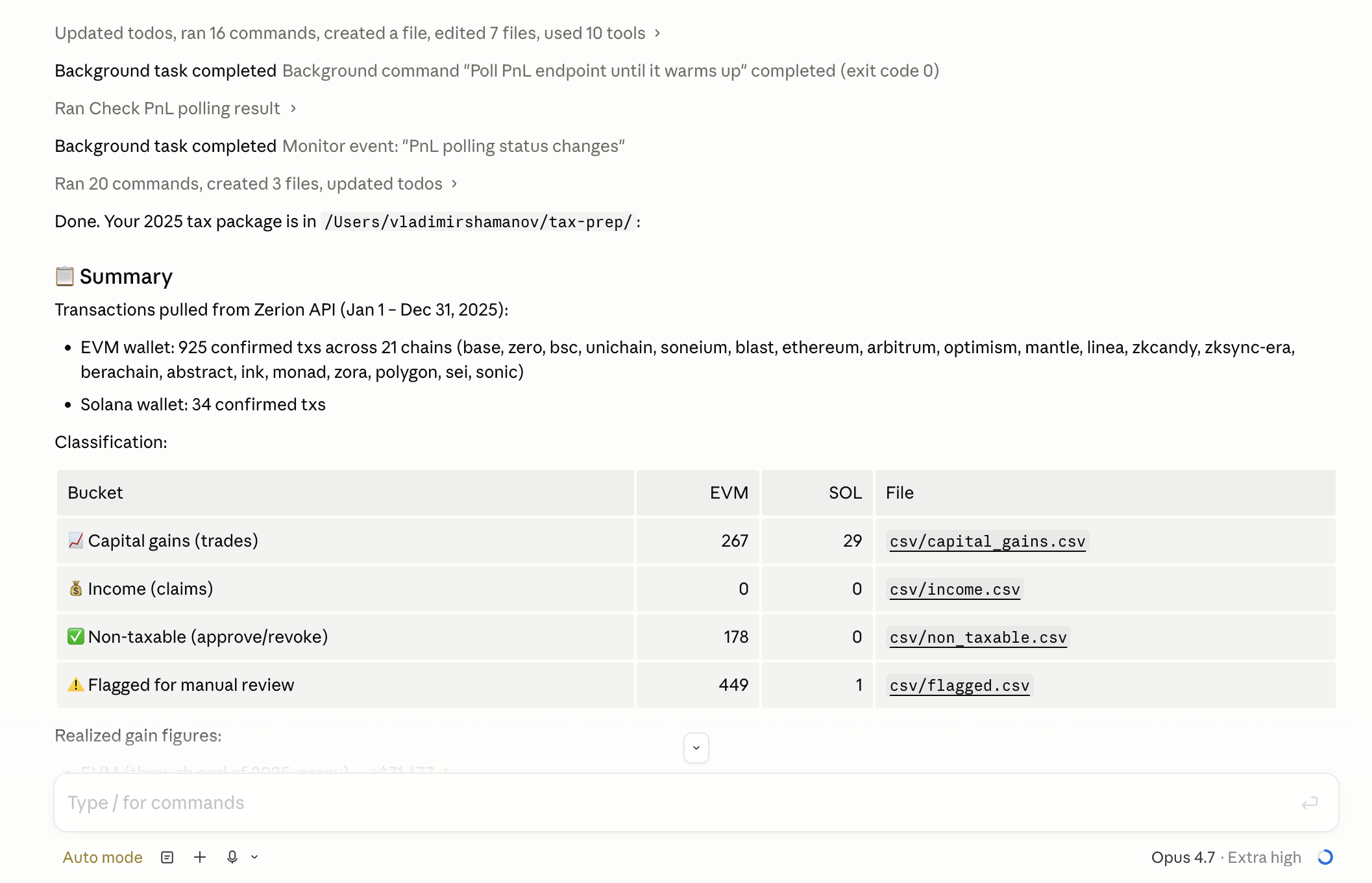 Claude Code doing crypto taxes