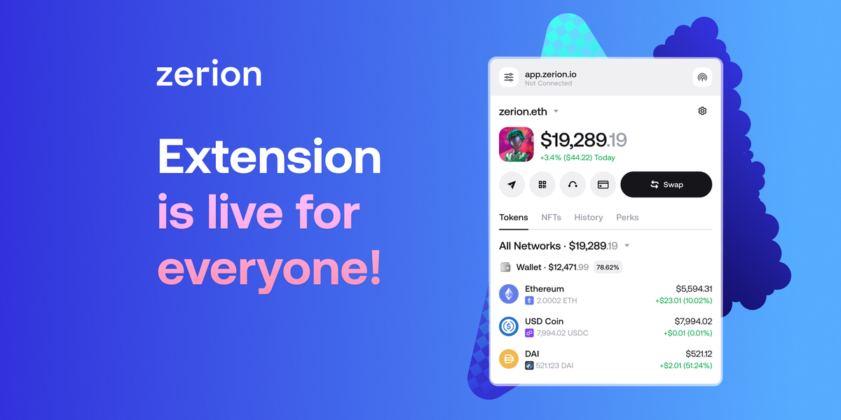 Zerion Extension Goes Live!