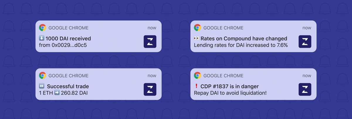 Push-notifications for DeFi