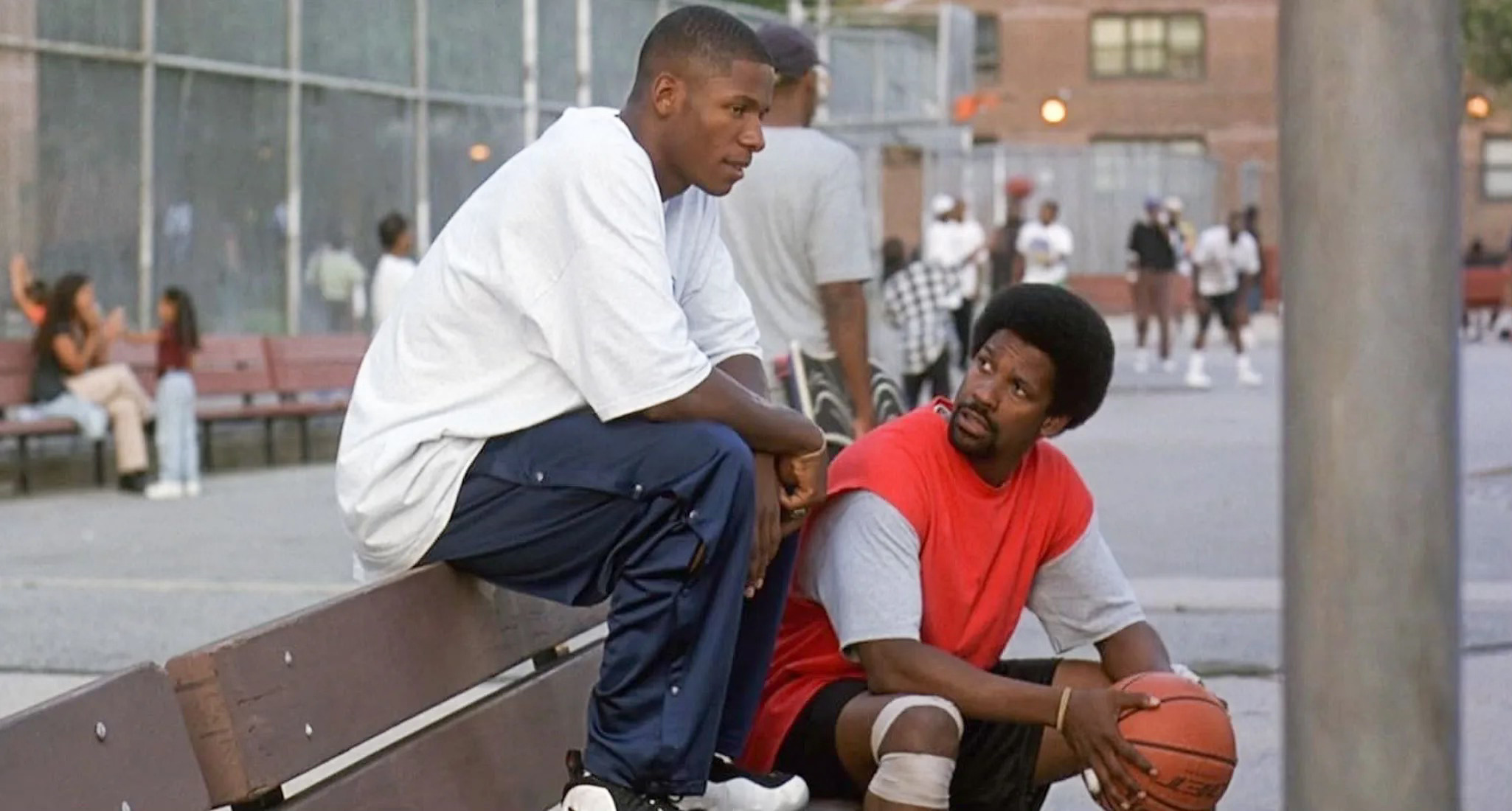 Ray Allen as Jesus Shuttlesworth and Denzel Washington as Jake Shuttlesworth in He Got Game