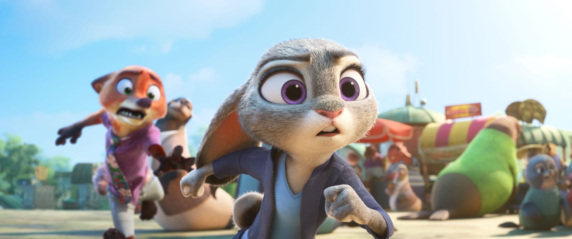 Nick Wilde (Jason Bateman) and Judy Hopps (Ginnifer Goodwin) in Zootopia 2