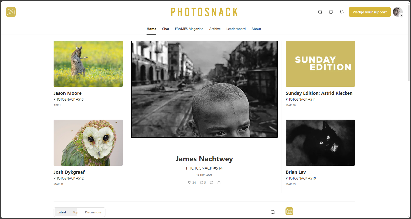 Screenshot della newsletter PHOTOSNACK di Tomasz Trzebiatowski