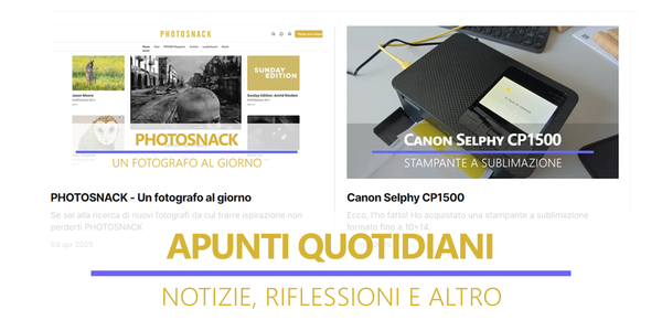 Il Blog si arricchisce di una nuova categoria per articoli brevi, in cui appunto notizie, riflessioni e altro.