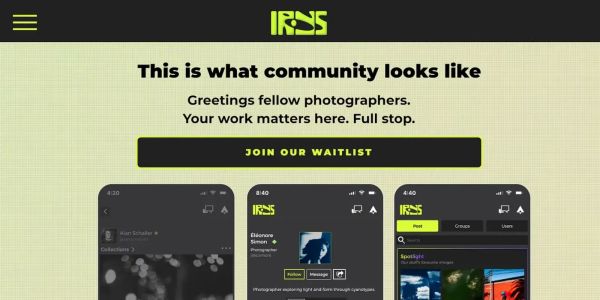 Home Page della nuova app Irys studiata per i , una nuova app per fotografi
