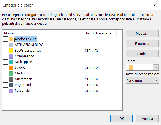 Organizza il proprio tempo - CATEGORIE COLORI