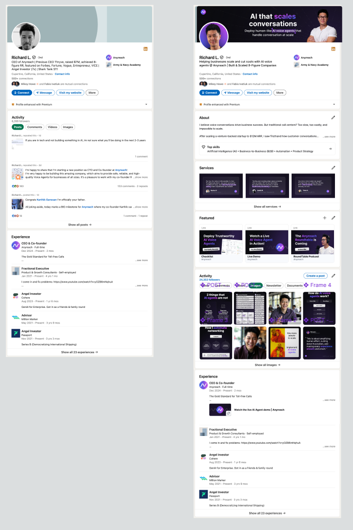 Before and after comparison of AI-automated thought leadership content quality and engagement