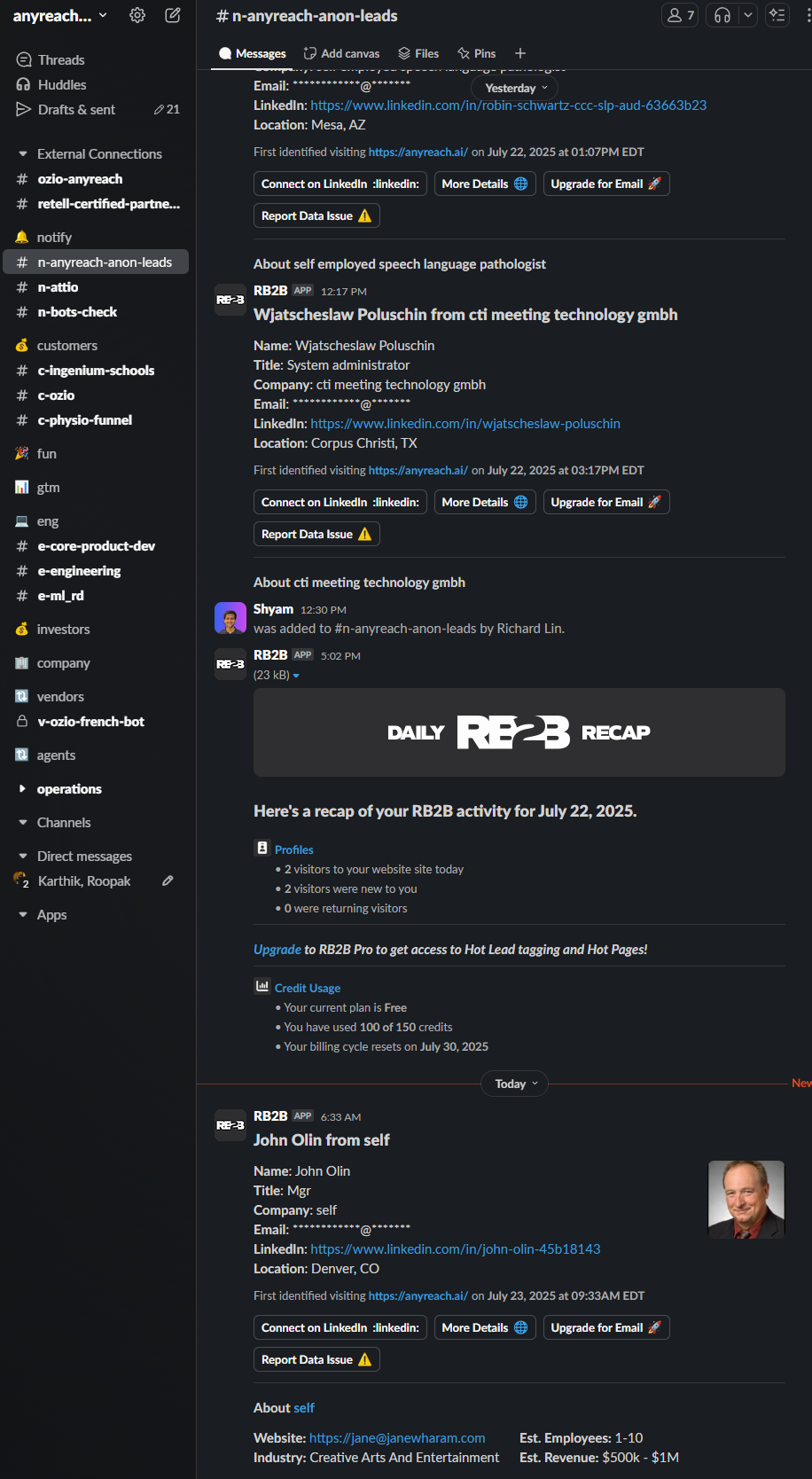 RB2B and Clay integration workflow for agentic AI inbound traffic processing