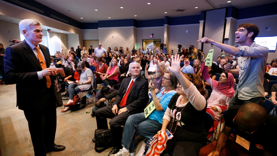 Senator Bill Cassidy during a town hall meeting in Louisiana on February 22, 2017. (Jonathan Bachman / Reuters)