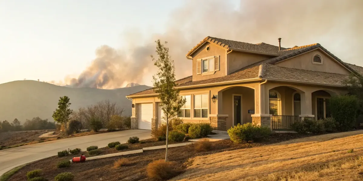 California home threatened by wildfire smoke.