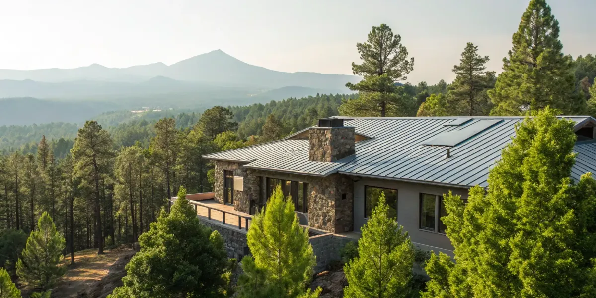 A modern fire-resistant home with features that help secure the best insurance in high-risk areas.